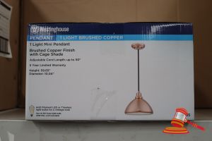 Westinghouse Mini Pendant Light, Brushed Copper Finish With Cage Shade, Adjustable Cord Length Up To 50", Height: 59.65", Diameter: 10.04", Code: 6103935