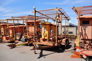 51 · 2015 POLMAC INNOTECH DEWATERING BORE PUMP CONTROL TRAILER, ORANGE, TANDEM (REG# UNLICENSED) VIN# 6A3T20F1PLMC37771, LOAD CARRYING CAPACIY 3500KG, 415V CONTROL PANEL, SECTION OF PIPING AND VALVES, LENGTH OF POWER CABLE, 2 x SMALL SOLAR PANELS, RING HITCH, JOCKEY WHEEL, 7 PIN ROUND TRAILER PLUG (S#838)
