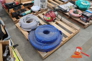 27 · 1 X EINHELL TRANSFER PUMP, MODEL: GE-GP 9041 E, 230-240V 50 HZ, WITH 2 X 2" BLUE LAYFLAT HOSES AND APPROX 15M BARFELL REINFORCED HOSE