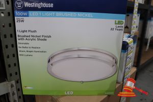 168 · WESTINGHOUSE LED FLUSH LIGHT, BRUSHED NICKLE FINISH WITH ACRYLIC SHADE, DIMMABLE, HEIGHT: 3.5", DIAMTER: 15.75", 100W, CODE: 6401235