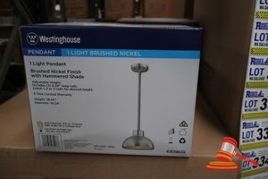 335 · WESTINGHOUSE LIGHT PENDANT, BRUSHED NICKEL FINISH WITH HAMMERED SHADE, ADJUSTABLE HEIGHT, HEIGHT: 38.50", DIAMETER: 10.24", CODE: 6309635