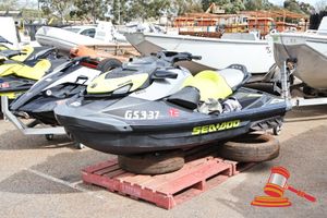 Sea Doo GTR 230 Jet Ski, Year Unknown Black/Yellow, Rotax Engine Reg #: GS337, Expiry: 07/2027 ODO: 426 hrs Showing on Clock HIN: CA-YDV14851J021 Features: Speakers, Inbuilt Storage Container, Fabric Cover. Condition: **Scratches on Sides, Holes in Cover.** Panel: FAIR, Paint: FAIR, Upholstery: FAIR, Overall Condition: FAIR