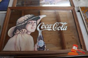 1 X Coca Cola Vintage Advertising Mirror, Framed, Features Woman With Bottle (Some Marks)