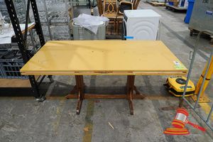 35 · FEATURE RECTANGLE 8-10 SEAT DINING TABLE, VINYL WRAPPED ( WATER RESISTANT ) MDF TOP WITH SOLD TIMBER LEGS, AND SELF LEVELLING FEET, FOLD DOWN SIDES- CAN BE EXPANDED TO OVAL SHAPE. DIMENSIONS - RECTANGLE 1700 x 1900, OVAL 2100 x 1450mm.