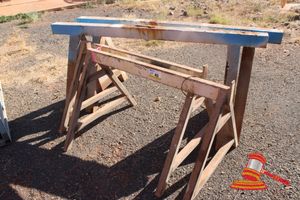 2 SETS OF STEEL SAW HORSES, 1-1250 X 770MM HIGH, 1-2000 X 900MM HIGH