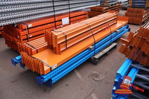 Qty of Dexion Pallet Racking 4 @ 3000mm high frames 18 @ 3700mm long x 95mm high beams 10 @ 2600mm long x 100mm high beams