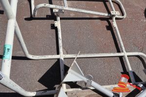 204 · METAL CORNER RAILING, APPROX; 1.6M L X 1.2M D X 1.2M H, SOME MARKS/RUST