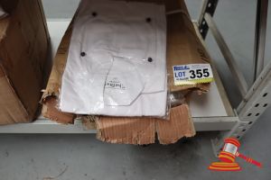 355 · BOX OF WHITE CHEFS JACKETS, SIZE: M