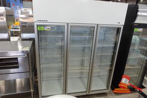 118 · 1 X SKOPE 3 DOOR GLASS DISPLAY REFRIGERATOR, WHITE, MOBILE, 240V (PLUG), APPROX L1700 X W700 X H2200MM, UNTESTED