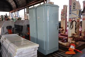 Electrical Circuit Breaker Cabinet, Incomplete, Approx; 670mm W X 1.9m H X 600mm D, Some Marks