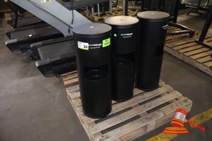 3 X Black Bins, Approx; 930mm H X 340mm D, Some Marks