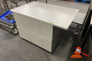 Light Woodgrain Laminated Cupboard With 2 X Drawers. Approx 1120 X 710 X H730mm