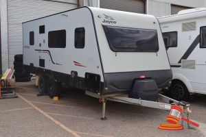 2021 Jayco Journey Caravan Grey, Reg #: 2SUITE, Lic to: 2/12/2026 VIN: 6AM000000M1Z80997 Features: Awning, Aircon, Bunk Bed, Ensuite, TV, Stove, Fridge, Microwave, Crockery, Pots & Pans, Bedding, Compartments Containing - Tools, Steps, Hoses, Tables, Camp Chairs, Ground Mat. GTM: 2398 (*Key # 106, WP # 4460*)