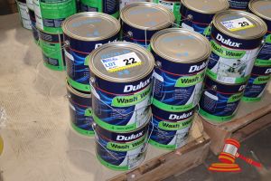 22 · 8 X DULUX WASH&WEAR PAINT CANS, 101 BARRIER TECHNOLOGY, VIVID WHITE, 4 LITRE, SEMI GLOSS