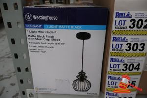 Westinghouse Mini Light Pendant, Matte Black Finish With Steel Cage Shade, Adjustable Cord Length Up To 50", Height: 61.12", Diameter: 7.80", Code: 6103435