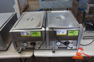 2 X Woodson Wbms11.1800 Single Bay Bench Top Baine Marie With 1 X Steaming Tray. Stainless Steel. 240v (Plug). Approx 370 X 600 X H280mm. Untested