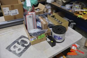 19 · BUNDLE OF ASSORTED ITEMS INCLUDING 14 X 120M ROLLS OF TARRED MARLINE, 250M ROLL OF BULLIVANTS POLYETHYLENE ROPE, ASSORTED TORCHES/HEAD LAMP, 1 X AMP-TECH 12V 9.0AH BATTERY, BOX OF CABLE TIES AND CABLE SPIRAL WRAPPING BANDS, ETC