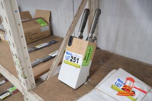 251 · KNIFE BLOCK WITH POULTRY SHEARS - KNIFE AND BREAD KNIFE
