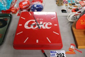 VINTAGE COCA-COLA CLOCK, UNTESTED AND 1x COCA-COLA SIGN