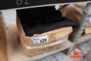 329 · BOX OF BLACK CHEFS PANTS, SIZE: 2XL