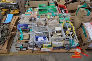 48 · ASSORTED FASTENERS, HARDWARE AND INDUSTRIAL PARTS, INCLUDES: GEM-YEAR FASTENERS, BENTON PRIME SHANK, ASSORTED BOLTS, NUTS, WASHERS, CABLE, HOSE AND FITTINGS, ON A PALLET
