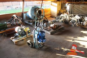 154 · OIL TRANSFER PUMP (SWITCH DAMAGED) ON TROLLEY (WHEELS FLAT). 3 PHASE, 2.2KW
