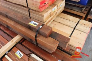 5x JARRAH POSTS, APPROX 100 x 75mm, VARIOUS LENGTHS FROM 2100mm TO 2700mm