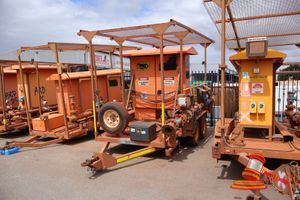 UON TOWER AIR WATER DEWATERING BORE PUMP CONTROL TANDEM WHEEL TRAILER (TA1002), RING HITCH, BERNARD PIPING, EXTERNAL LIGHTING, 1 POWER OUTLET, 05-2 PLUG, BORE INLET AND OUTLET PLUGS, CIRCUIT BREAKER, APPROX L5.3M x W1.7M x 2.8M TALL, SPARE TYRE, ASSET# TA1002