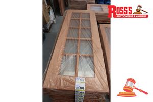 399 · TIMBER DOOR WITH 10x GLASS PANELS, CODE: KJ 20, 2040 x 720 x 40mm