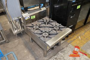 1 X Waldorf 4 Burner Gas Cooktop, Stainless Steel, Commercial, Approx; 580mm W X 800mm D X 760mm H, Untested (Some Marks)