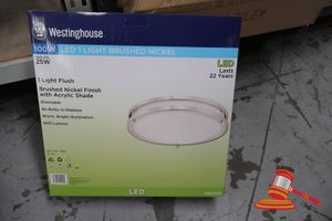 Westinghouse Light Flush, Brushed Nickel Finish With Acrylic Shade, Dimmable, Code: 6401235