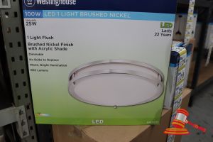 Westinghouse Led Flush Light, Brushed Nickle Finish With Acrylic Shade, Dimmable, Height: 3.5", Diamter: 15.75", 100w, Code: 6401235